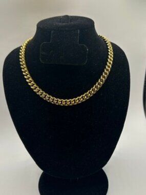 Real Gold Cuban Chain Stainless Steel 8mm 18 Inch Plated Solid Waterproof Mens